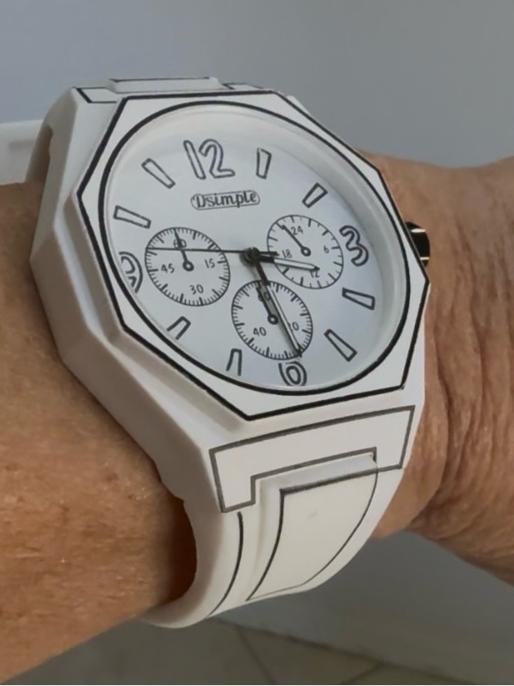 Simple White Octagonal Women's Silicone Watch with Black Accents